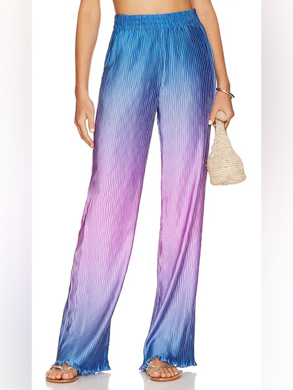 Jonathan Simkhai Ombre Pleated Wide-Leg Pants in Blue and Purple